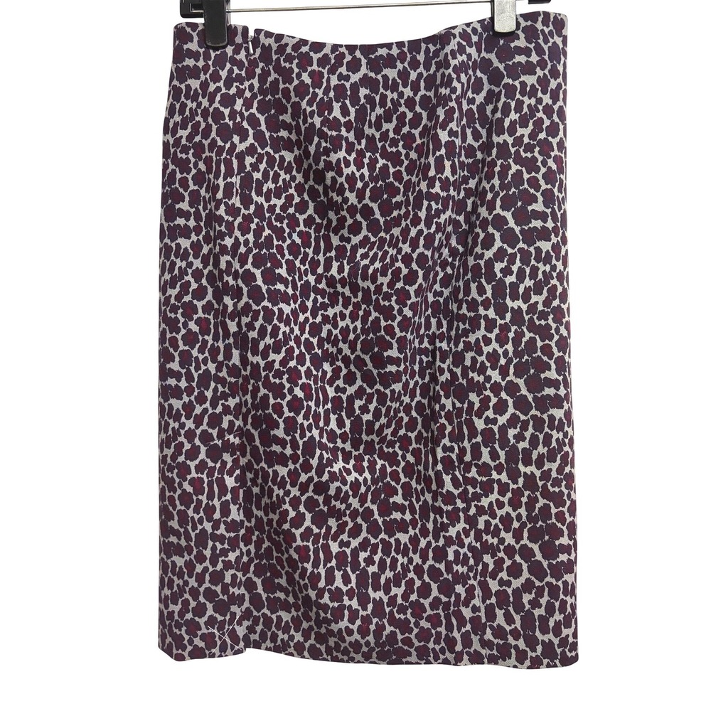 Talbots Leopard Print Pencil Skirt Purple Grey Knee Length Size 10 NWT